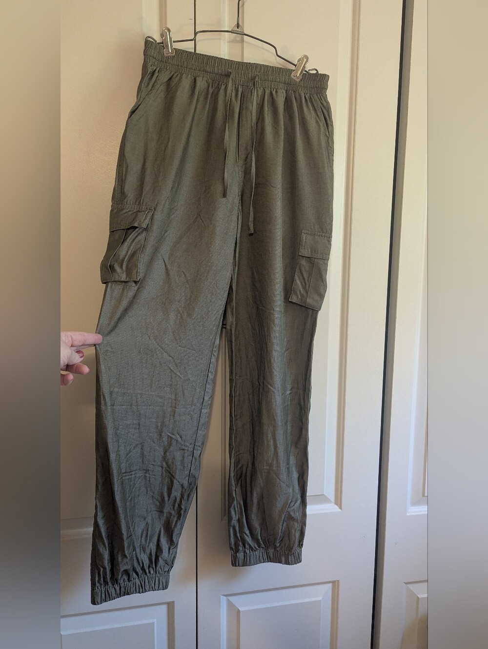 Easel Olive Green Cargo Jogger Pants with Drawstring Waist
